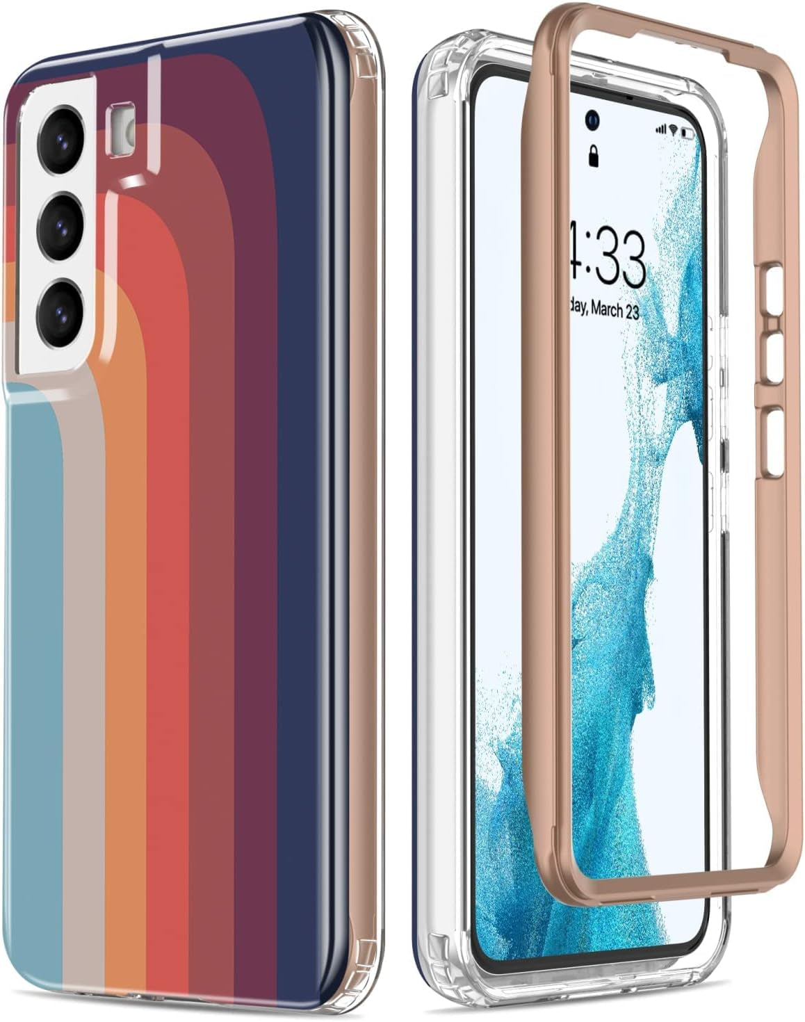 Esdot for Samsung Galaxy S22 Case,Military Grade Passing 21Ft Drop Test,Rugged Cover with Fashionable Designs for Women Girls,Protective Phone Case for Galaxy S22 6.1" Agate Stone  Esdot Nice Rainbow  