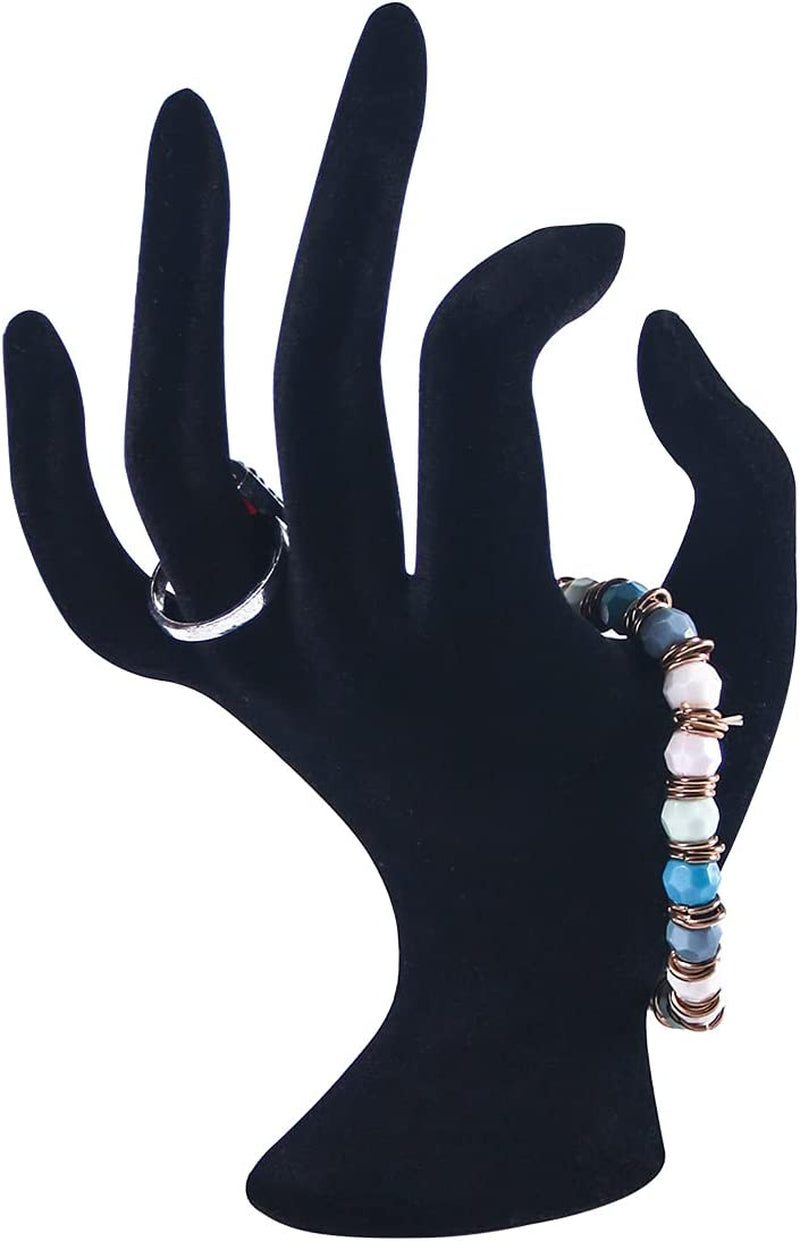 OK Gesture Ring Hand Holder,Jewelry Display Stand Hand Holder for Rings Bracelets Photo Props,Home Decoration(Black Velvet)  ByKen Jewelry   