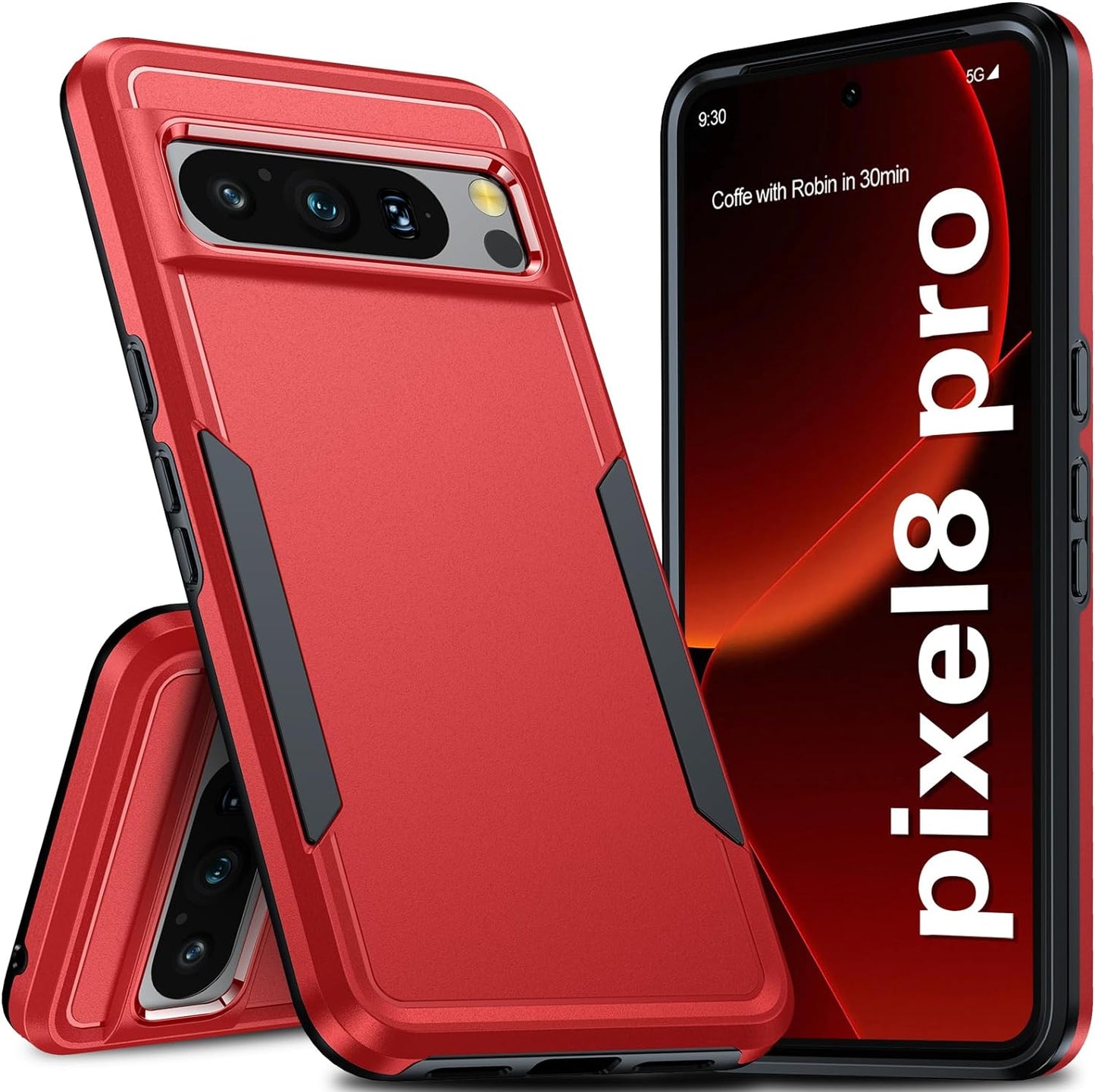 Oneagle for Google Pixel 8 Case, Pixel 8 Case with 2 Screen Protector, [15FT Military Protection][Double Layer][Heavy Duty][Anti-Slip][Matte Feel] Shockproof Phone Case for Pixel 8 6.2 Inch  Oneagle Red Pixel 8 Pro 