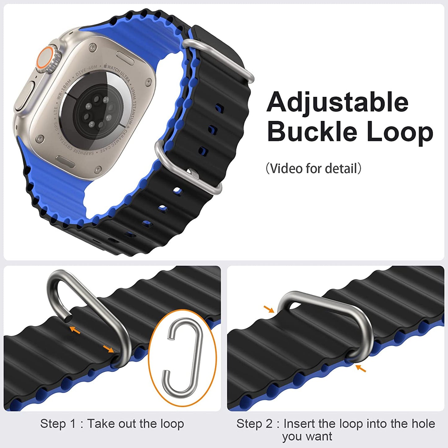 5 Pack Ocean Ultra Band Compatible for Apple Watch Band 49Mm 44Mm 45Mm, Soft Silicone Adjustable Loop Titanium Buckle Sport Strap for Iwatch Series Ultra SE 8 7 6 5 4 3 2 Women Men  OWUSHEE   