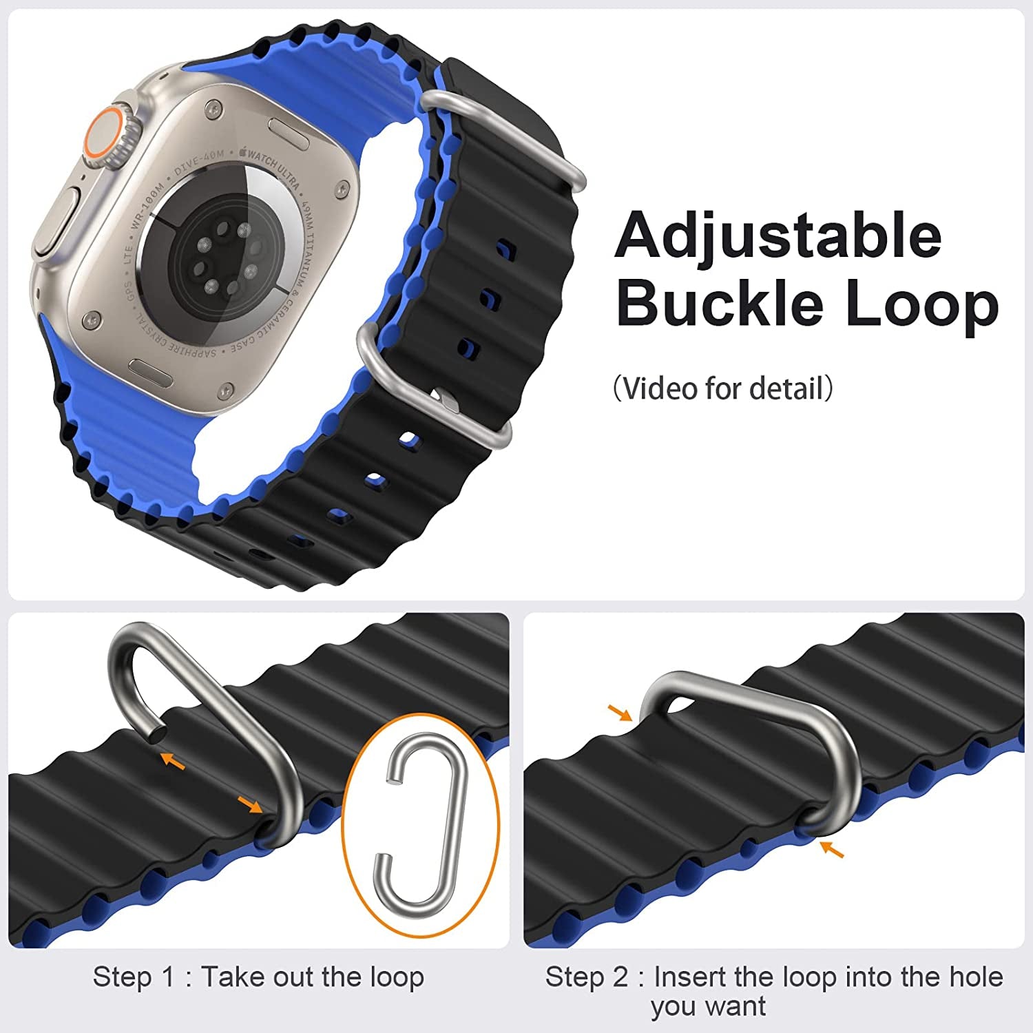 5 Pack Ocean Ultra Band Compatible for Apple Watch Band 49Mm 44Mm 45Mm, Soft Silicone Adjustable Loop Titanium Buckle Sport Strap for Iwatch Series Ultra SE 8 7 6 5 4 3 2 Women Men  OWUSHEE   