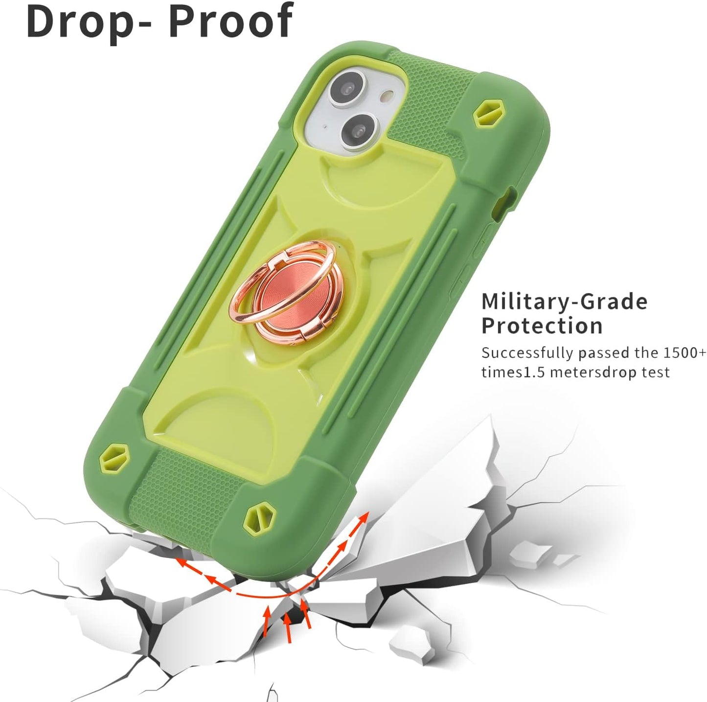 MARKILL Compatible with Iphone 14 plus Case 6.7 Inch with 360 Degree Rotate Ring Stand, Military Grade Drop Protection Full Body Rugged Heavy Duty Protective Cover for Iphone 14 Plus. (Avocado)  MARKILL   