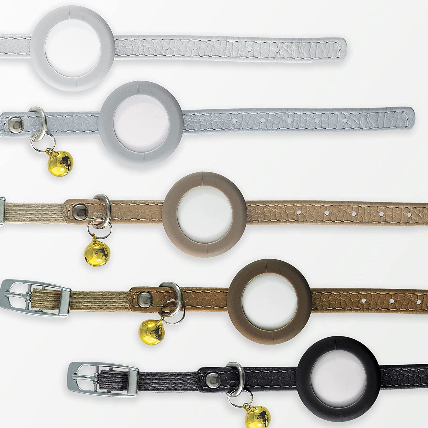 Sweet Baby Co. Airtag Cat Collar or Extra Small Dog Collar Holder 2 Pack, Fits Half Inch Collars for Small Pet, Compatible with Apple Air Tag, Waterproof GPS Tracker Case Kitten Cats Dogs (White/Gray)  Sweet Baby Company   