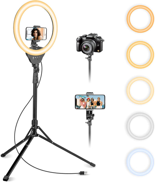 Aureday 14'' Selfie Ring Light with 62'' Tripod Stand and Phone Holder, Dimmable LED Phone Ringlight for Makeup/Video Recording/Photography, Circle Lighting for All Cell Phones&Lightweight Cameras  Aureday   