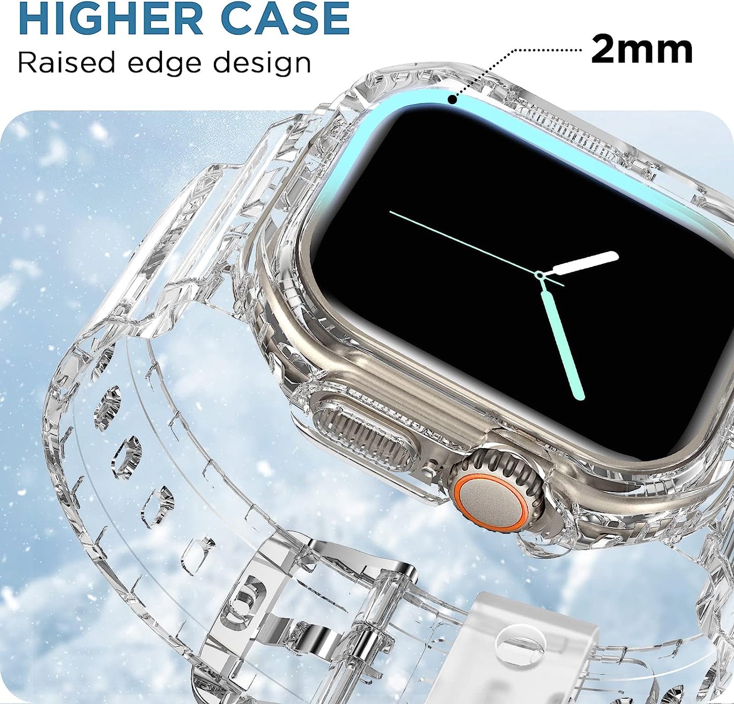DABAOZA Compatible for Clear Apple Watch Band 45Mm 44Mm 42Mm 41Mm 40Mm 38Mm Ultra, Men Women Watch Band with Case Sport Jelly Transparent Strap for Iwatch Series 8 7 6 5 4 3 2 1 SE  DABAOZA   