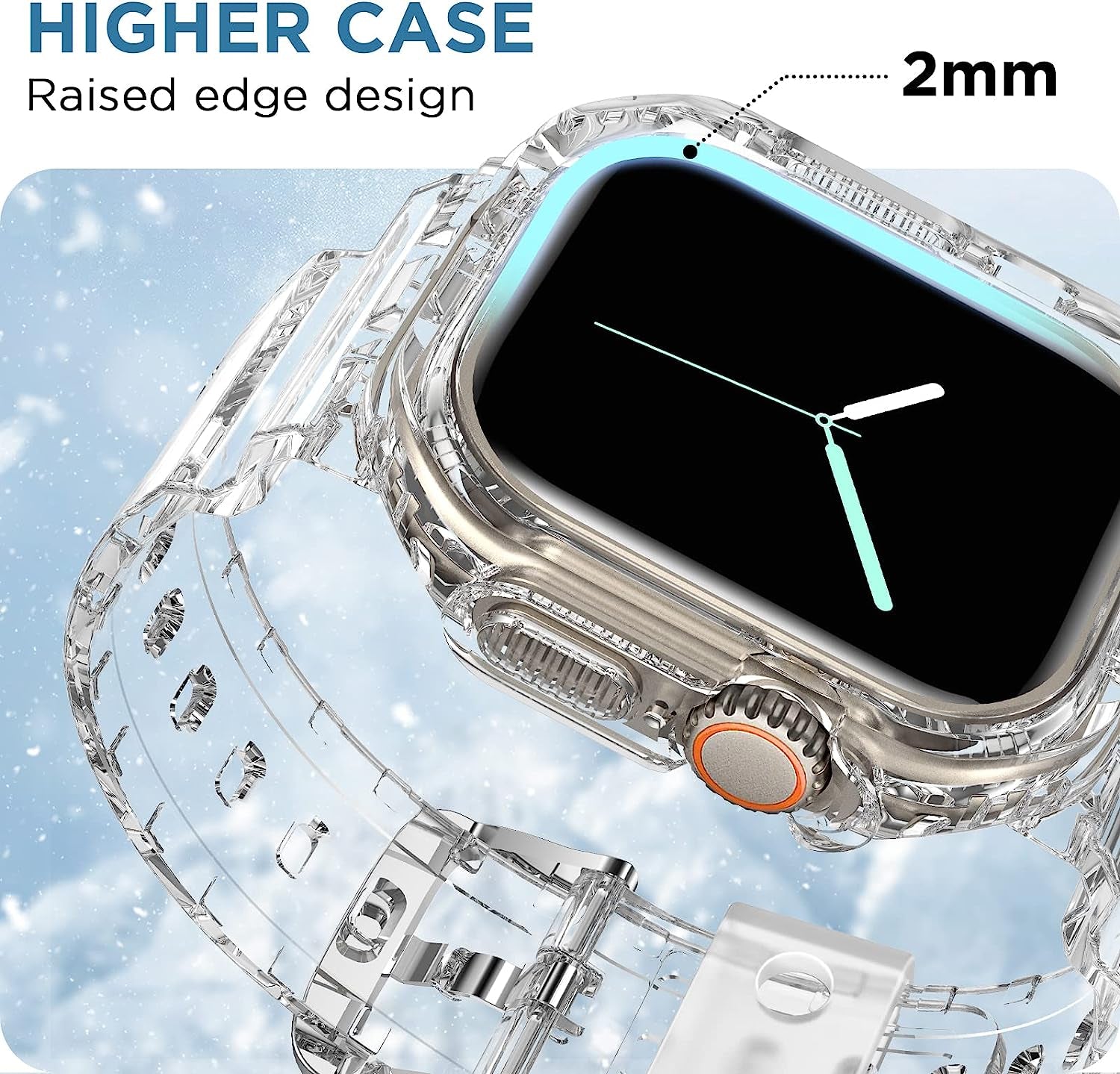 DABAOZA Compatible for Clear Apple Watch Band 45Mm 44Mm 42Mm 41Mm 40Mm 38Mm Ultra, Men Women Watch Band with Case Sport Jelly Transparent Strap for Iwatch Series 8 7 6 5 4 3 2 1 SE  DABAOZA   