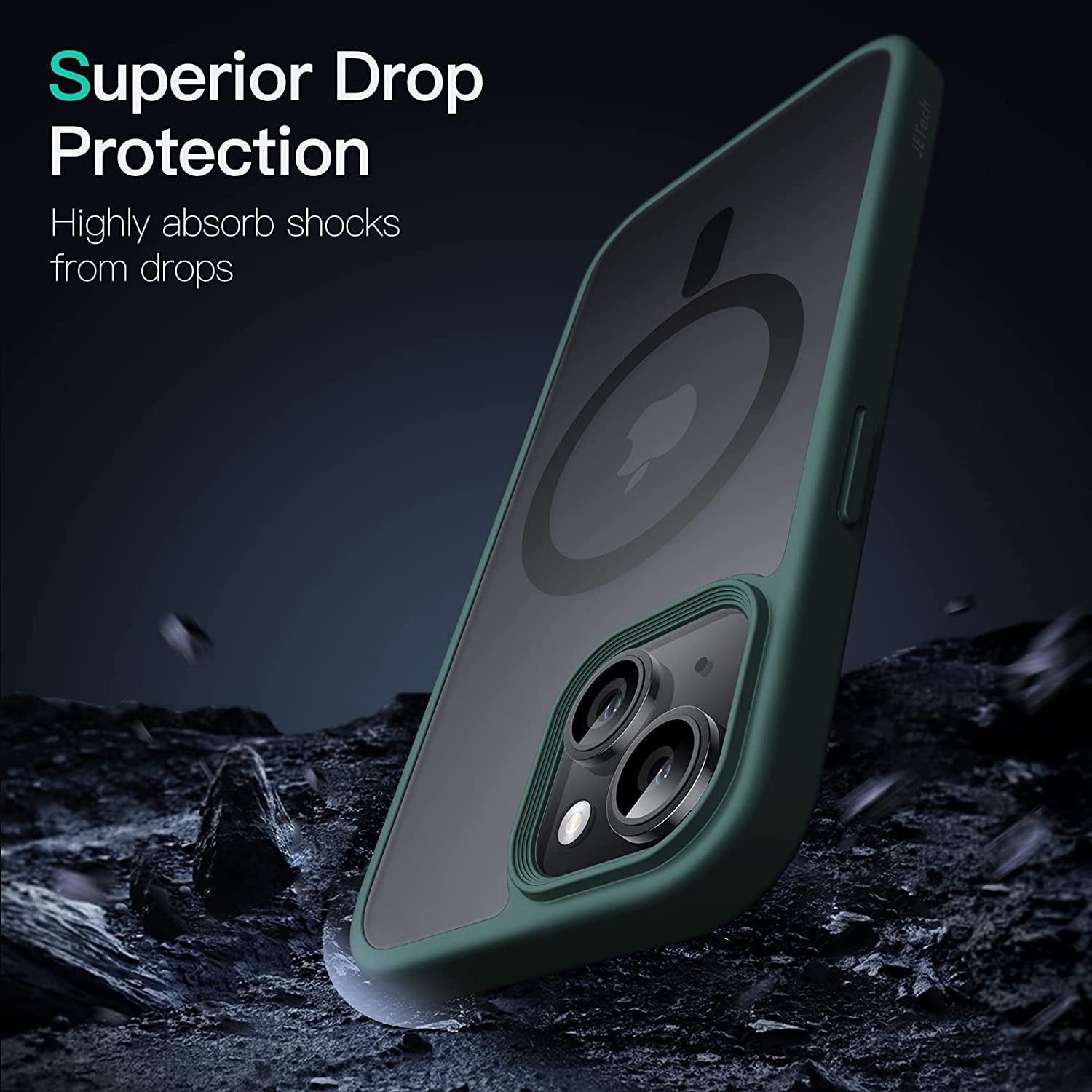 Jetech Magnetic Case for Iphone 14 6.1-Inch Compatible with Magsafe, Translucent Matte Back Slim Shockproof Phone Cover (Dark Green)  JETech   