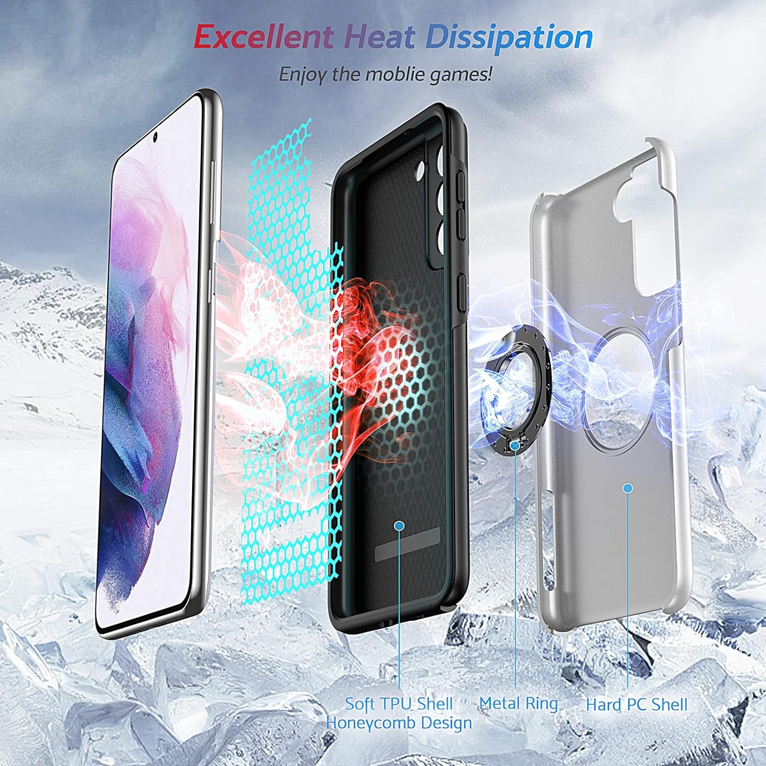 Anqrp Hidden Series Galaxy S21+ plus Case 5G,[No Fall-Off Kickstand] 360° Embedded Ring, 15Ft Military Grade Shockproof Protective Phone Case Designed for Samsung Galaxy S21 plus 6.7 Inch, Silver  Anqrp   