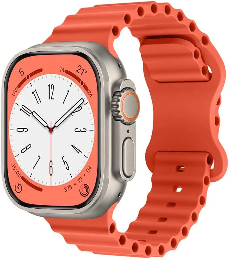 QLTYPRI Silicone Ocean Band Compatible with Apple Watch Band 38Mm 40Mm 41Mm 42Mm 44Mm 45Mm 49Mm for Women Men, Soft Waterproof Sport Strap for Iwatch Series Ultra/8/7/6/5/4/3/2/1/Se – Cream  QLTYPRI Orange 38/40/41mm 