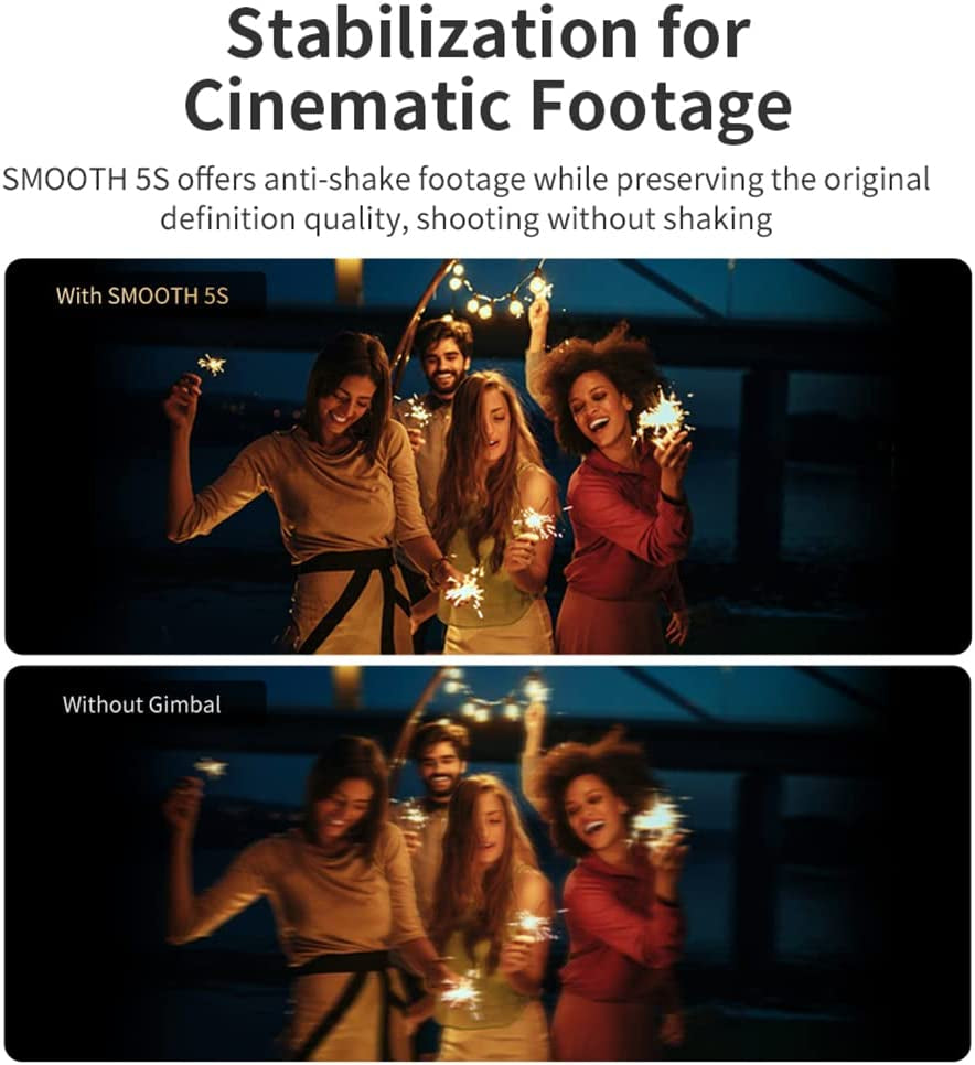 Zhiyun Smooth 5S Professional Gimbal Stabilizer for Smartphone, Handheld 3-Axis Phone Gimbal, Portable Stabilizer for Vlogging, Youtube, Tiktok, Live Video Compatible with Iphone and Android - White  ZHIYUN   