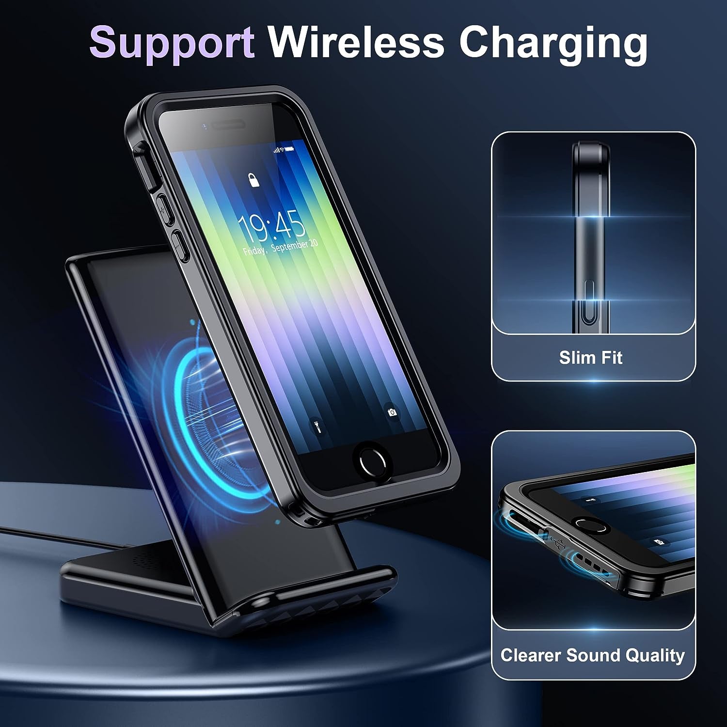 Justcool for Iphone SE Case 2020/2022/,Iphone 8/7 Case Waterproof,Built-In Screen & Lens Protector [IP68 Underwater] [12FT Military Dropproof] Dustproof [360 Full Body Shockproof] Phone Case,Black  JUSTCOOL   