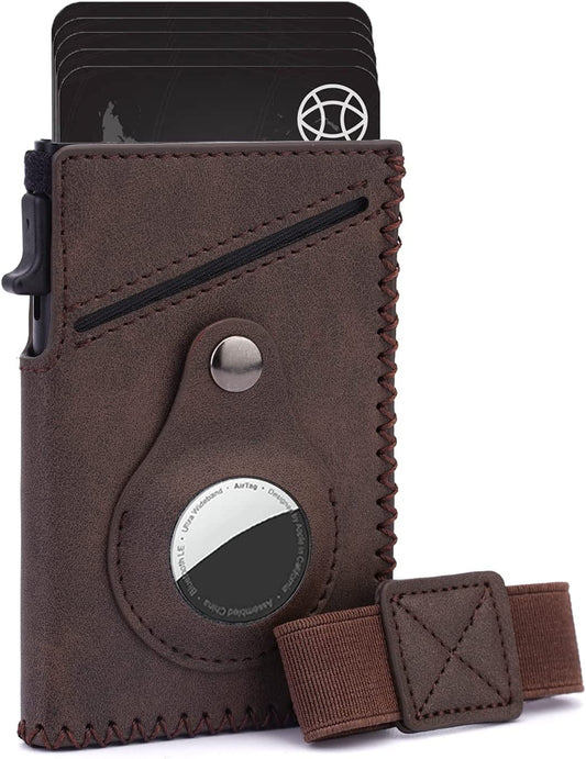 Aiuwo Mens Slim Wallet for Airtag with Money Clip RFID Blocking Credit Card Holder Minimalist Wallet for Men with Gift Box (Brown for Airtag)  Aiuwo   