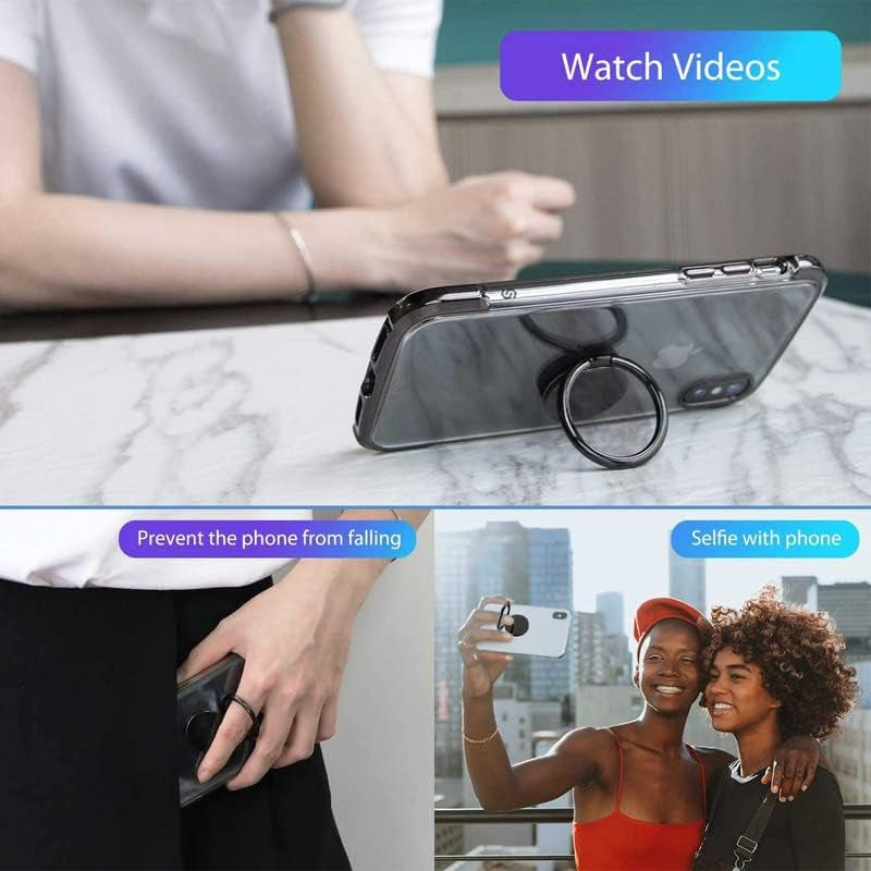 WIMSPEED Clear Case for HTC U23 Pro (6.7") with 1 X Tempered Glass +360° Cell Phone Metal Ring Holder, Slim Soft Silicone Military Grade Shockproof TPU Cover for HTC U23 Pro  WIMSPEED   