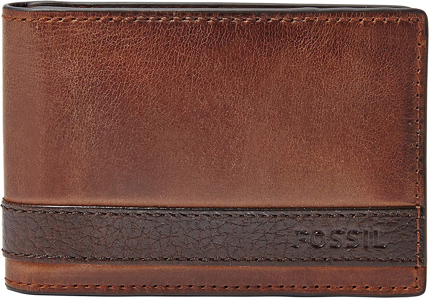 Fossil Men'S Leather Slim Minimalist Bifold Front Pocket Wallet  Fossil Quinn Brown  