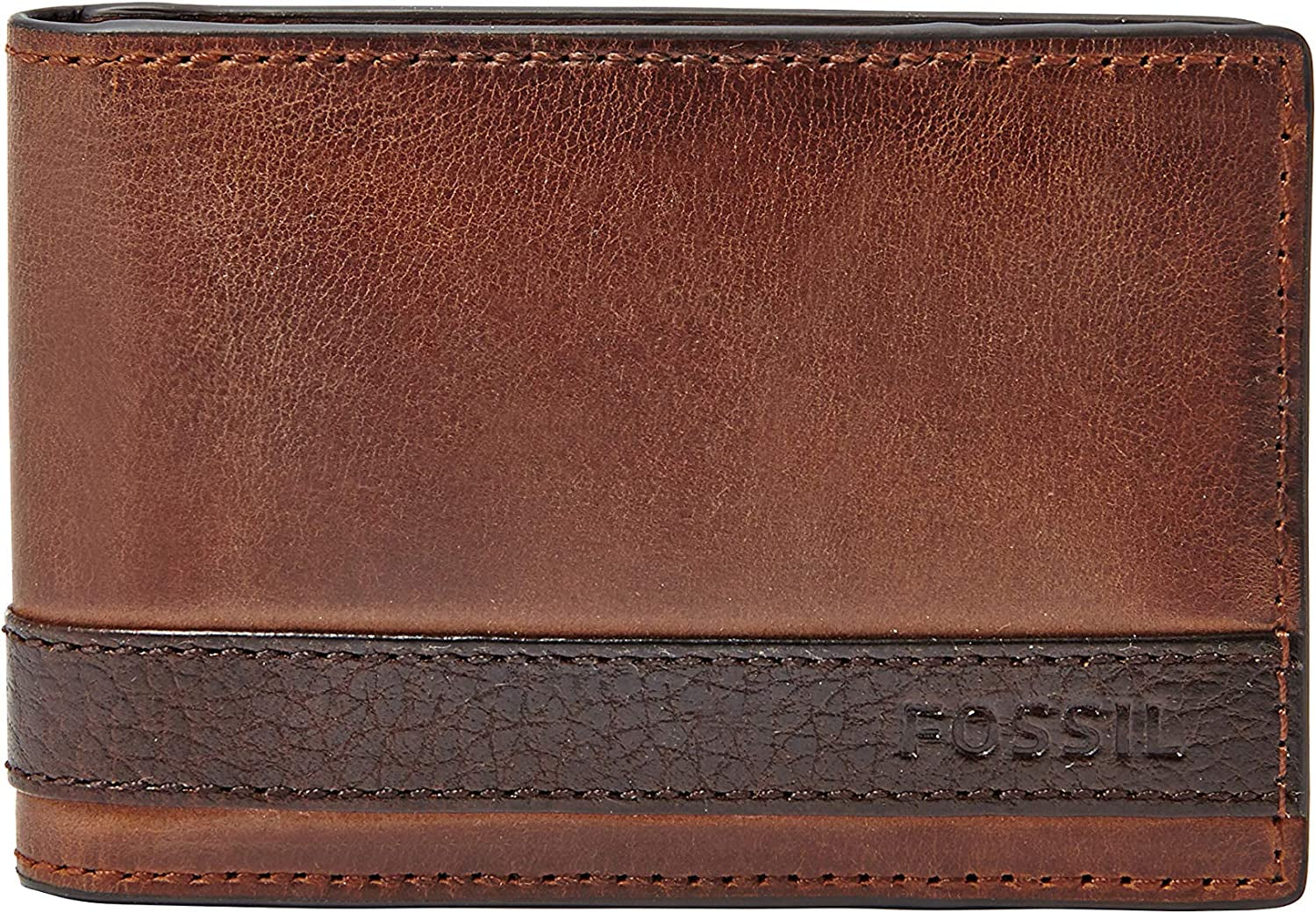 Fossil Men'S Leather Slim Minimalist Bifold Front Pocket Wallet  Fossil Quinn Brown  