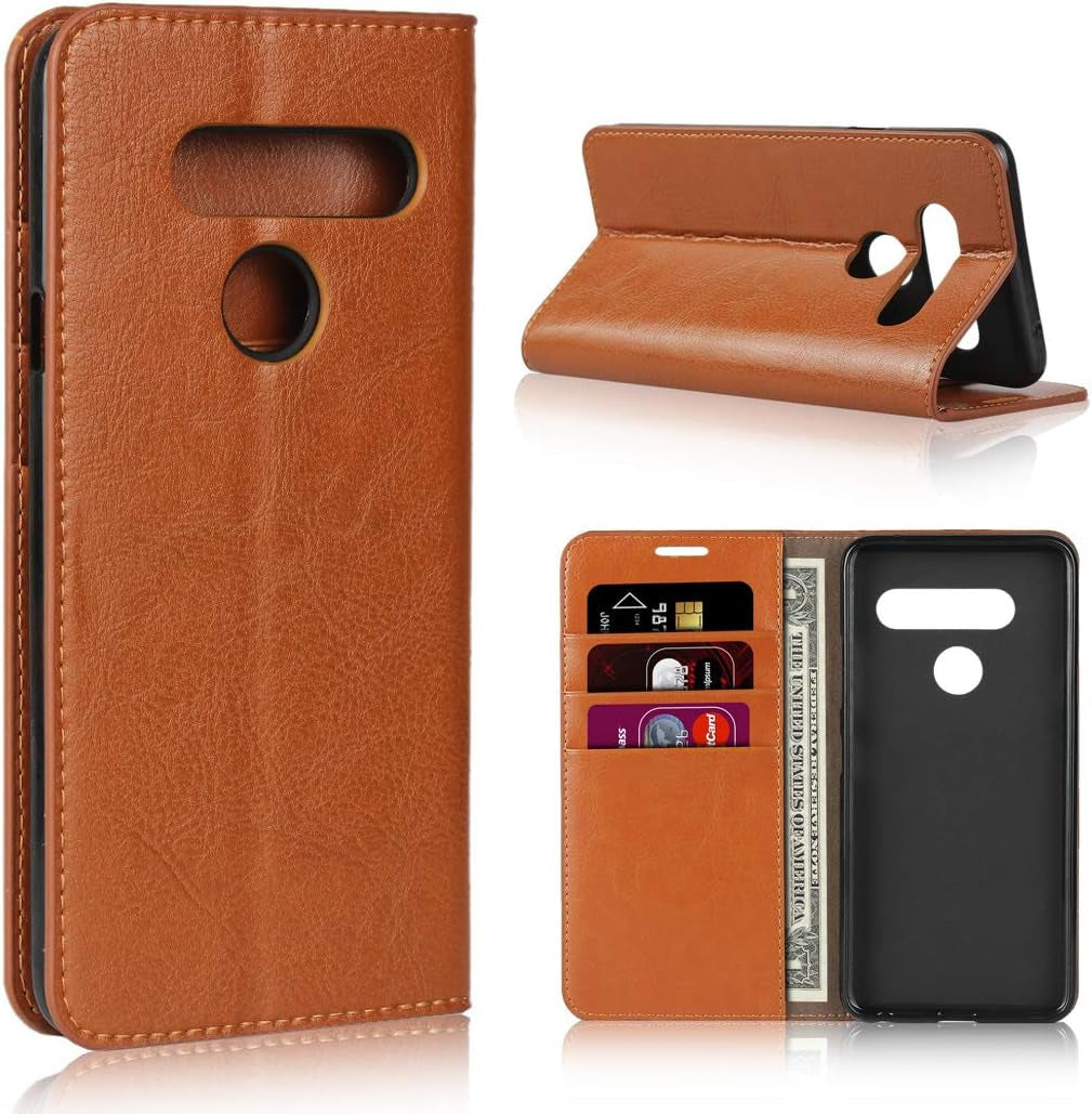 Icovercase for LG V40 Thinq Wallet Case with Card Slots Holder, Premium Leather Kickstand Feature Flip Folio Case Cover for LG V40 Thinq (Khaki)  iCoverCase   