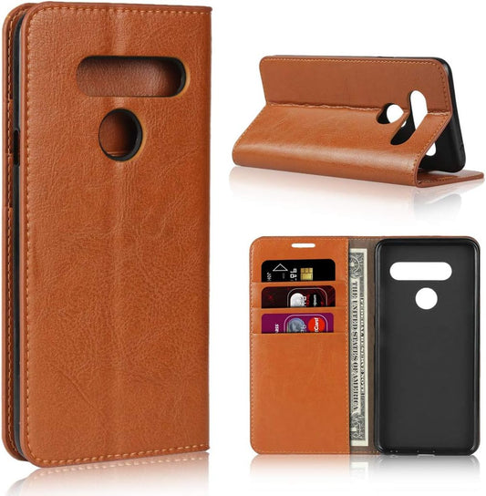 Icovercase for LG V40 Thinq Wallet Case with Card Slots Holder, Premium Leather Kickstand Feature Flip Folio Case Cover for LG V40 Thinq (Khaki)  iCoverCase   