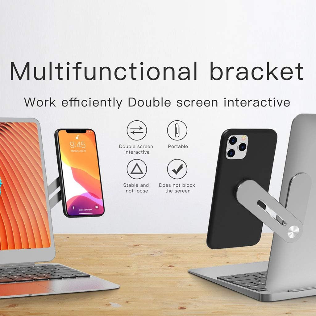 Side Mount Clip for Laptop Magnetic Cellphone Mount Universal Aluminum Alloy Laptop Expansion Bracket Magnetic Cell Phone Holder Fixed Clip on Flat and Slim Monitor or Laptop Monitor (1)  JACKAILL   