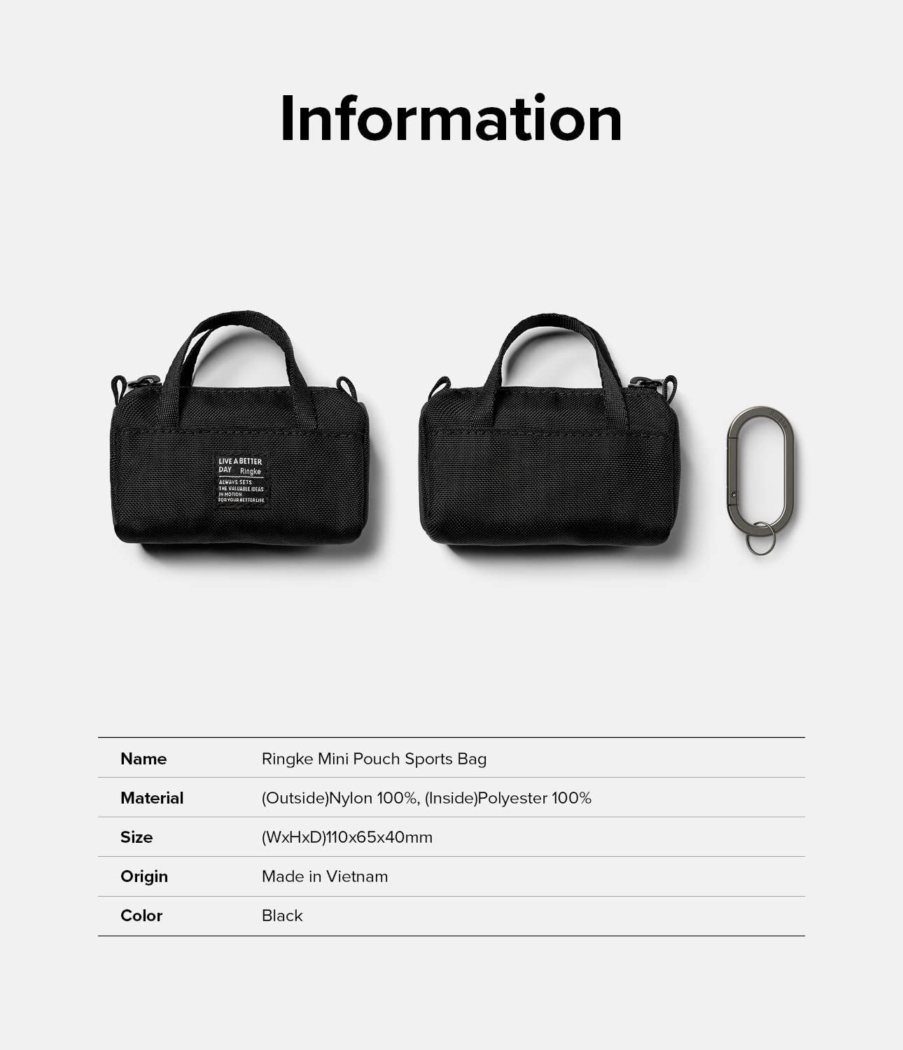 Ringke Mini Pouch Sports Bag Compatible with Airpods Pro Case and Airpods 3Rd, 2Nd, 1St Generation Case, Galaxy Buds Pouch, Universal Wireless Ear Buds Cover with Keychain for Women, Men - Black  Rearth   