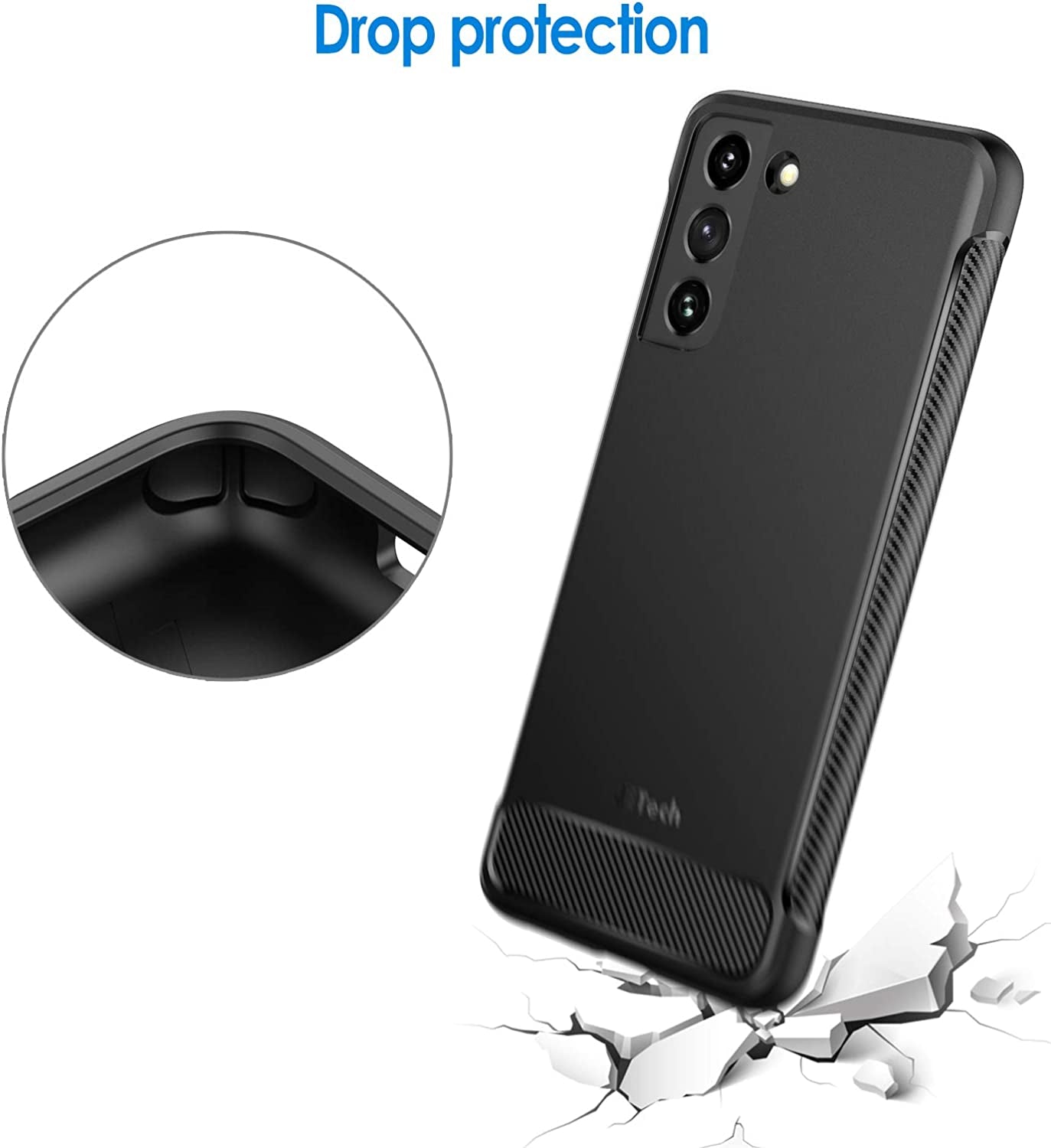 Jetech Slim Fit Case Compatible with Samsung Galaxy S21 5G 6.2-Inch, Thin Phone Cover with Shock-Absorption and Carbon Fiber Design (Black)  JETech   
