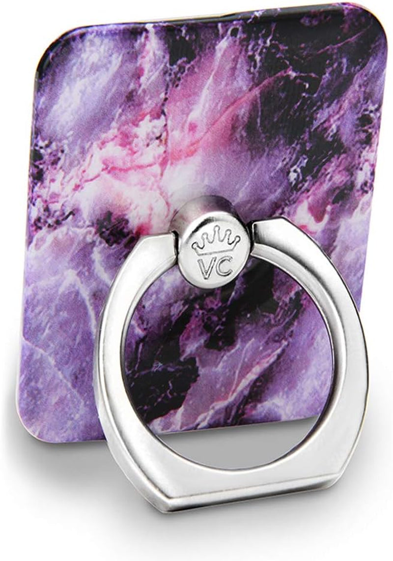 Velvet Caviar Cell Phone Ring Holder - Finger Ring & Stand - Improves Phone Grip Compatible with Iphone, Galaxy and Most Cases (Except Silicone/Leather) - Moonstone Holographic Pink Blue Marble  Velvet Caviar Purple Stone  