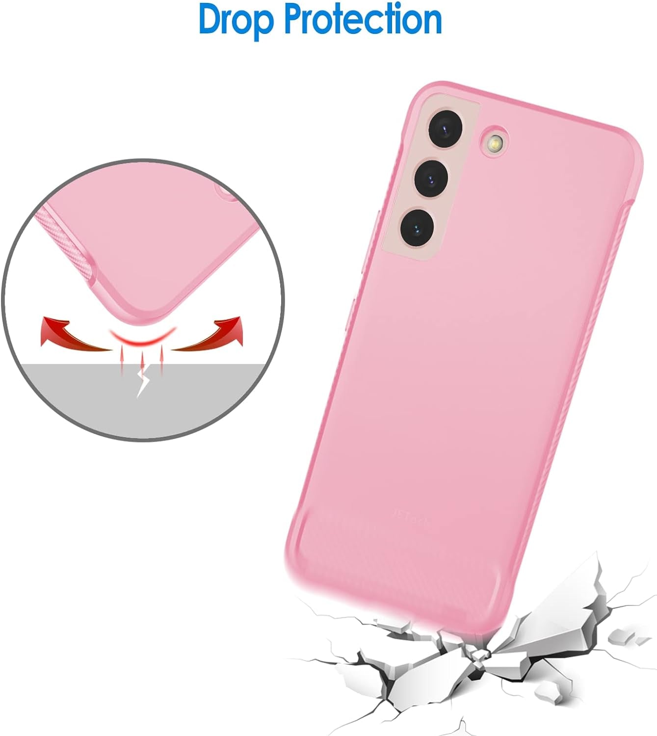 Jetech Slim Fit Case for Samsung Galaxy S22 5G 6.1-Inch, Thin Phone Cover with Shock-Absorption and Carbon Fiber Design (Pink)  JETech   