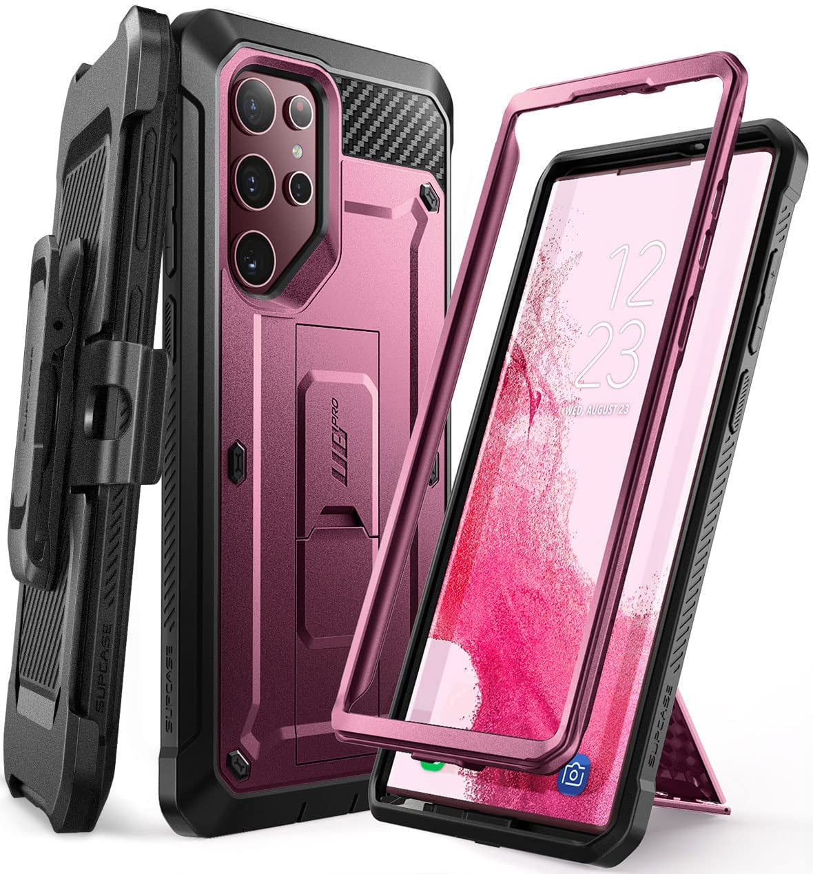 SUPCASE Unicorn Beetle Pro Series Case for Samsung Galaxy S22 Ultra 5G (2022 Release), Full-Body Dual Layer Rugged Belt-Clip & Kickstand Case without Built-In Screen Protector (Peacock)  SUPCASE Wine  