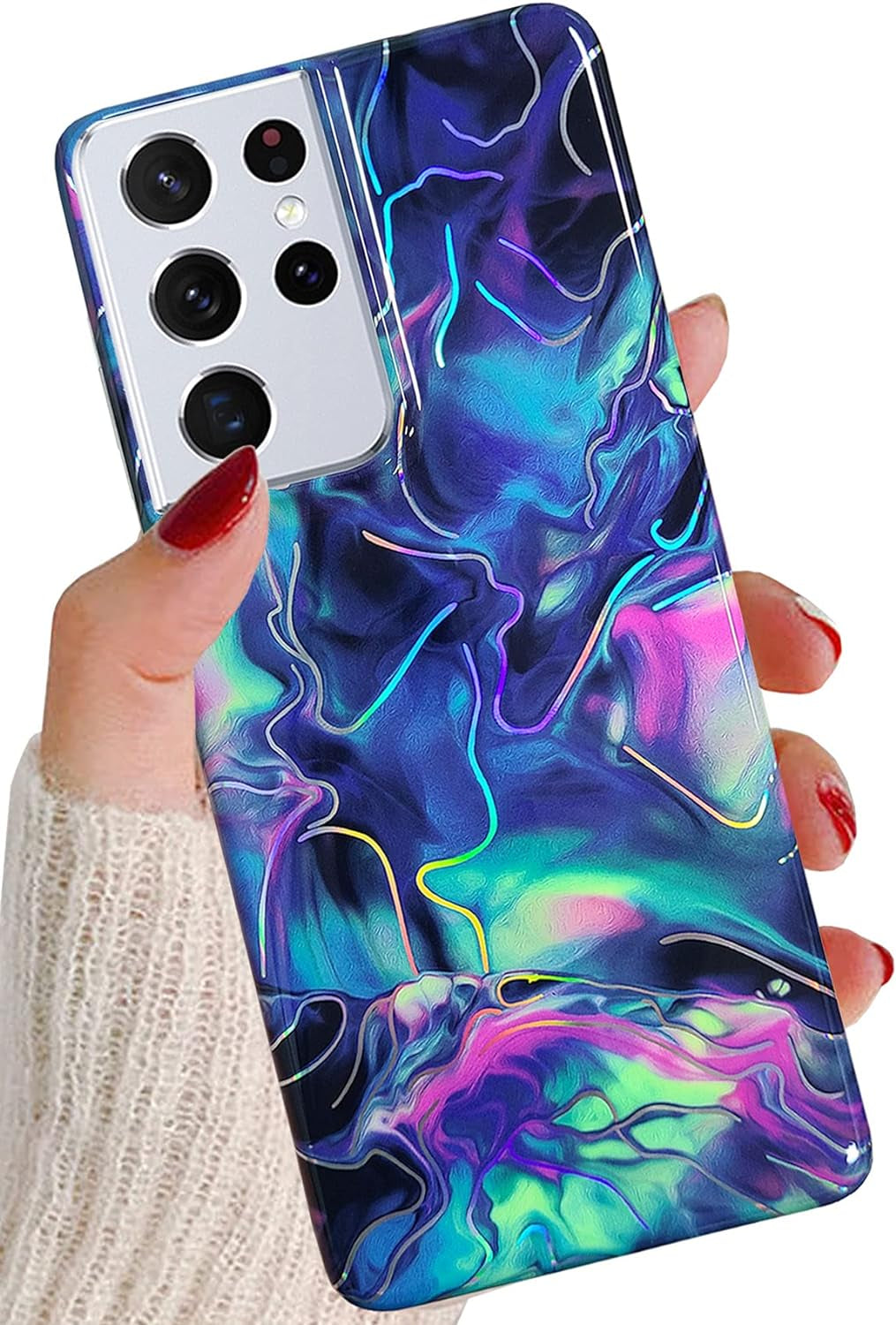 J.West Galaxy S21 Ultra 5G Case 6.8-Inch,Luxury Saprkle Bling Glitter Leopard Print Design Soft Metallic Slim Protective Phone Cases for Women Girls Clear TPU Bumper Silicone Cover Case Rose Gold  J.west Blue  