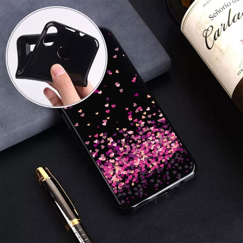 WIMSPEED Black Soft TPU Bumper Phone Case for Sony Xperia 5 V (6.1") with 1 X Tempered Glass Screen Protector, Slim Silicone Shockproof Cover for Sony Xperia 5 V - Heart  WIMSPEED   