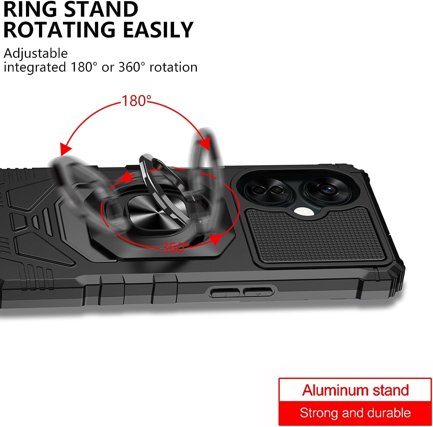 Ailiber Case for Oneplus Nord N30, One plus N30 5G Case with Tempered Glass Screen Protector, Ring Kickstand for Magnetic Car Mount, Military Grade Shockproof Phone Cover for 1+ Nord N30 -Black  Ailiber   