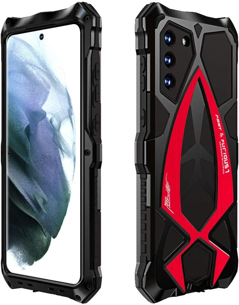 Kumwum Armor Phone Case for Samsung Galaxy S21 plus Military Grade Drop Protection Cover S21Plus 5G Heavy Duty Hybrid Metal Bumper Built-In Silicone Shockproof Dustproof - Black + Red  KumWum   