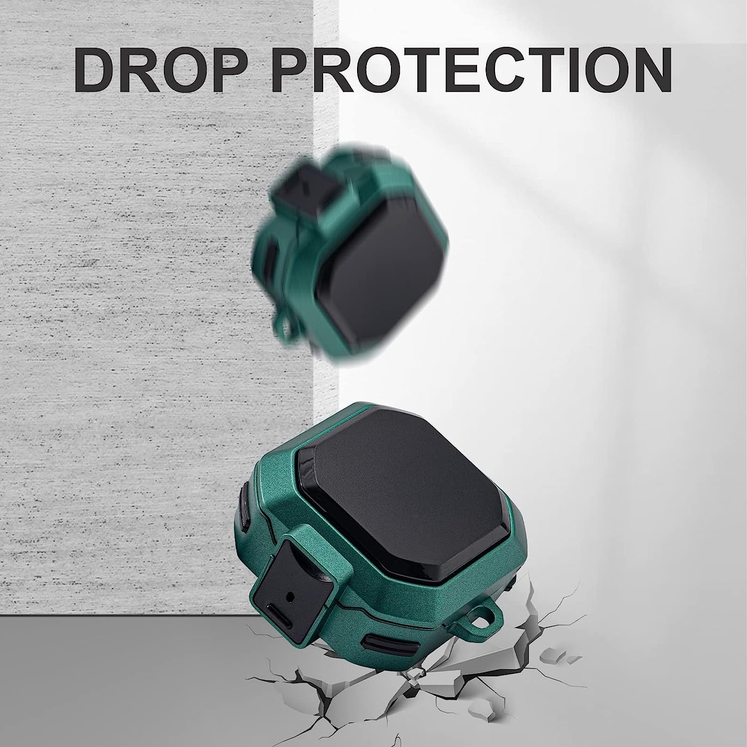 Camofit Armor Case Compatible with Samsung Galaxy Buds 2 / Galaxy Buds Pro/Galaxy Buds Live with Security Lock, Shockproof Protective Skin Cover Compatible with Samsung Earbuds with Keychain (Green)  Camofit   