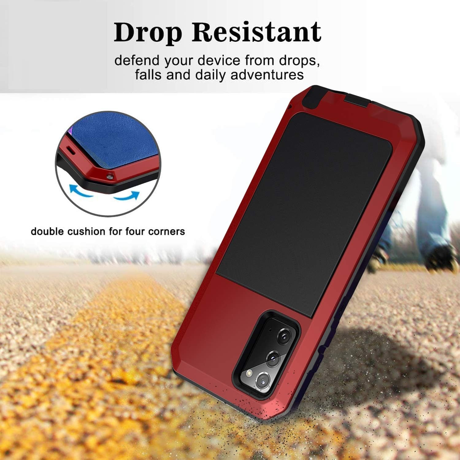 Galaxy Note 20 Case,Built-In Gorilla Glass Luxury Aluminum Alloy Protective Metal Extreme Shockproof Military Bumper Heavy Duty Cover Shell Case for Samsung Galaxy Note 20 6.7" (Red)  Love Mei Nillkin Shellbox   