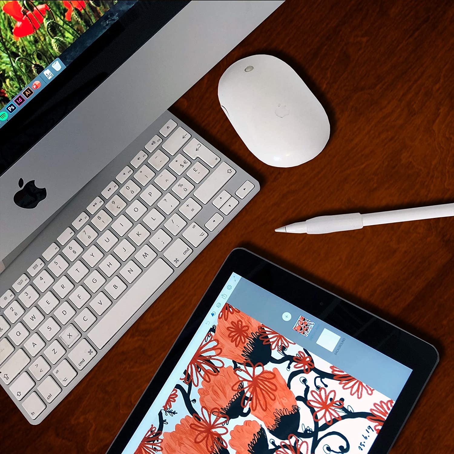 Omni Grip 6-Pack of Premium Comfort Grips, Perfect for Apple Pencil, Apple Pencil 2, Styluses, Pens and Pencils  Chrome Cherry   