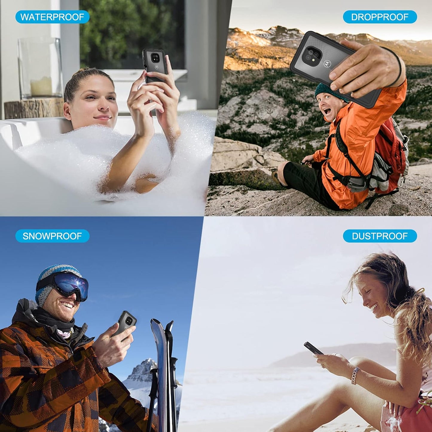 Lanhiem Moto G Power 2021 Case, IP68 Waterproof Dustproof Case with Built-In Screen Protector, Rugged Full Body Shockproof Phone Cover for Motorola G Power (2021), Black/Clear  Lanhiem   