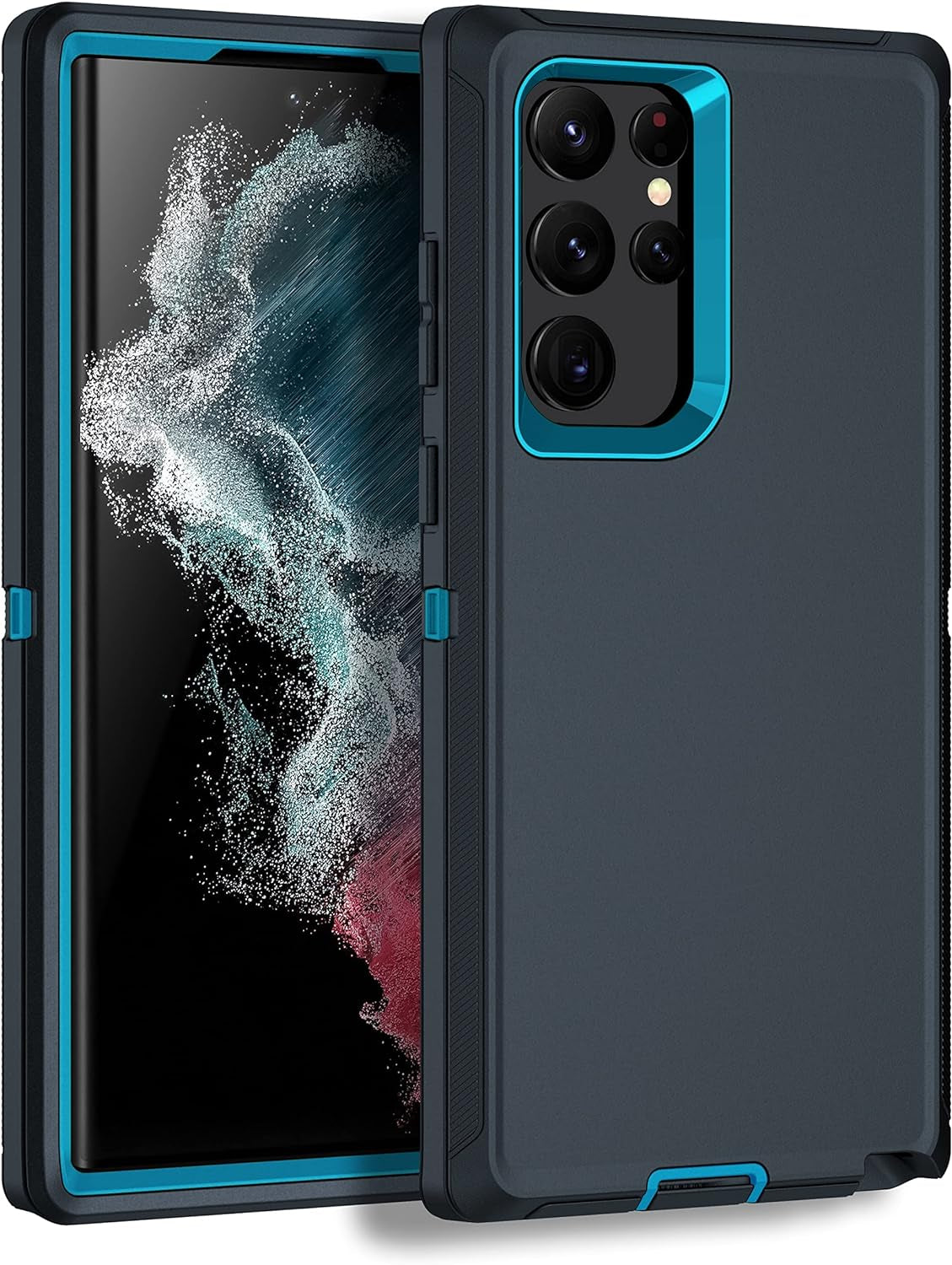 MXX Galaxy S22 Ultra Case - Heavy Duty Shockproof Rugged Bumper, Full Protection Dust Proof Cover, 6.8" (Pink/Light Blue)  Mxx Accessories llc Navy/Sea Blue  