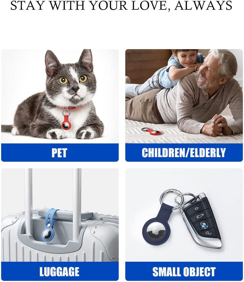 ALOGOLD 6 Pack Airtag Dog Collar Holder, Protective Cover Silicone for Dog Cat Pet Collar, Anti-Lost Air Tag Case Holder Cover(Black, Red)  ALOGOLD   