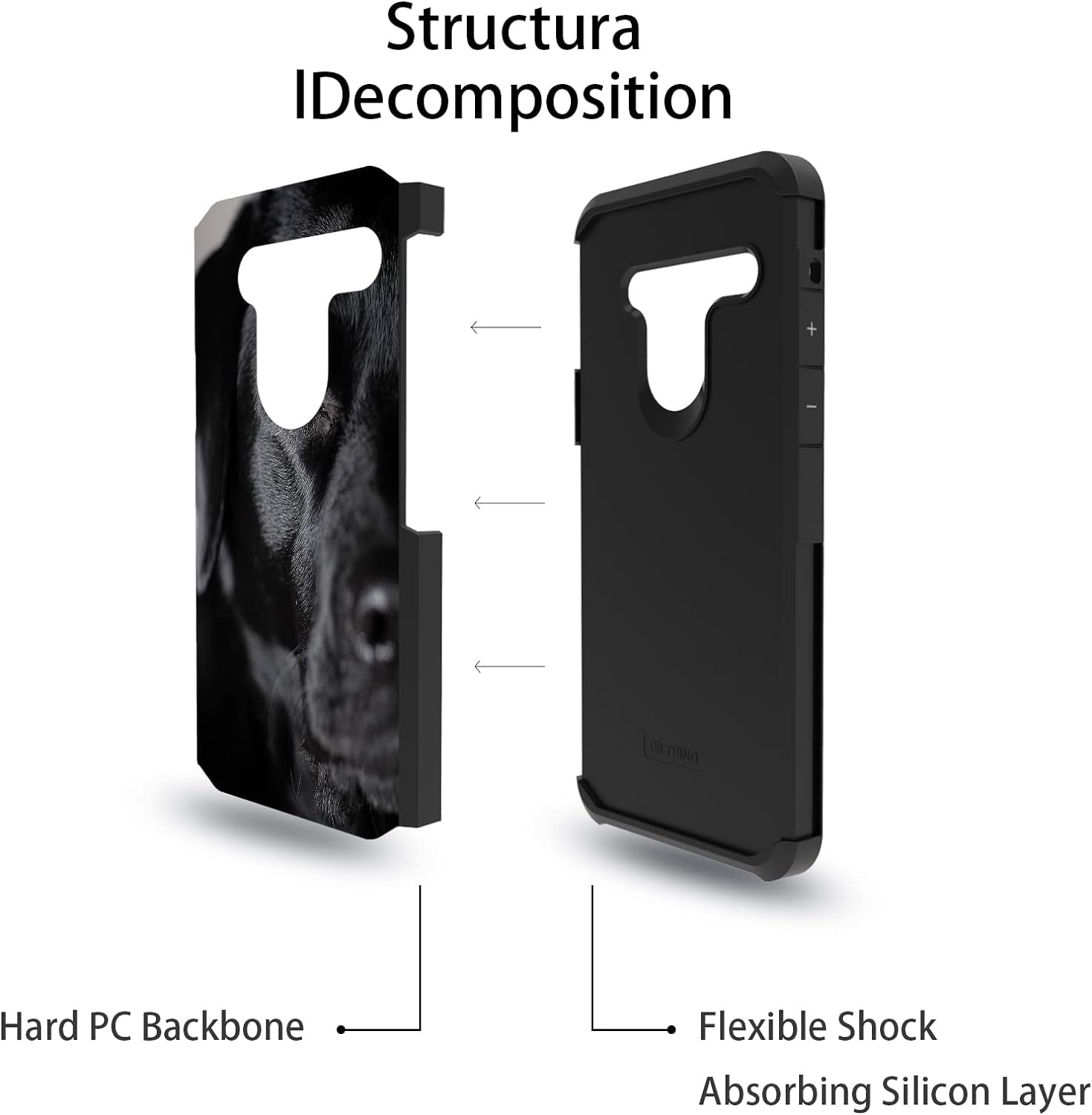 FQTBCEARI Case for LG G8 Thinq/Lg G8S Thinq/Lg G8, 2 in 1 Hybrid Hard PC & Soft Silicone Heavy Duty Dual Layer Shockproof Full-Body Protection Case - Black Dog Labrador  chatham   