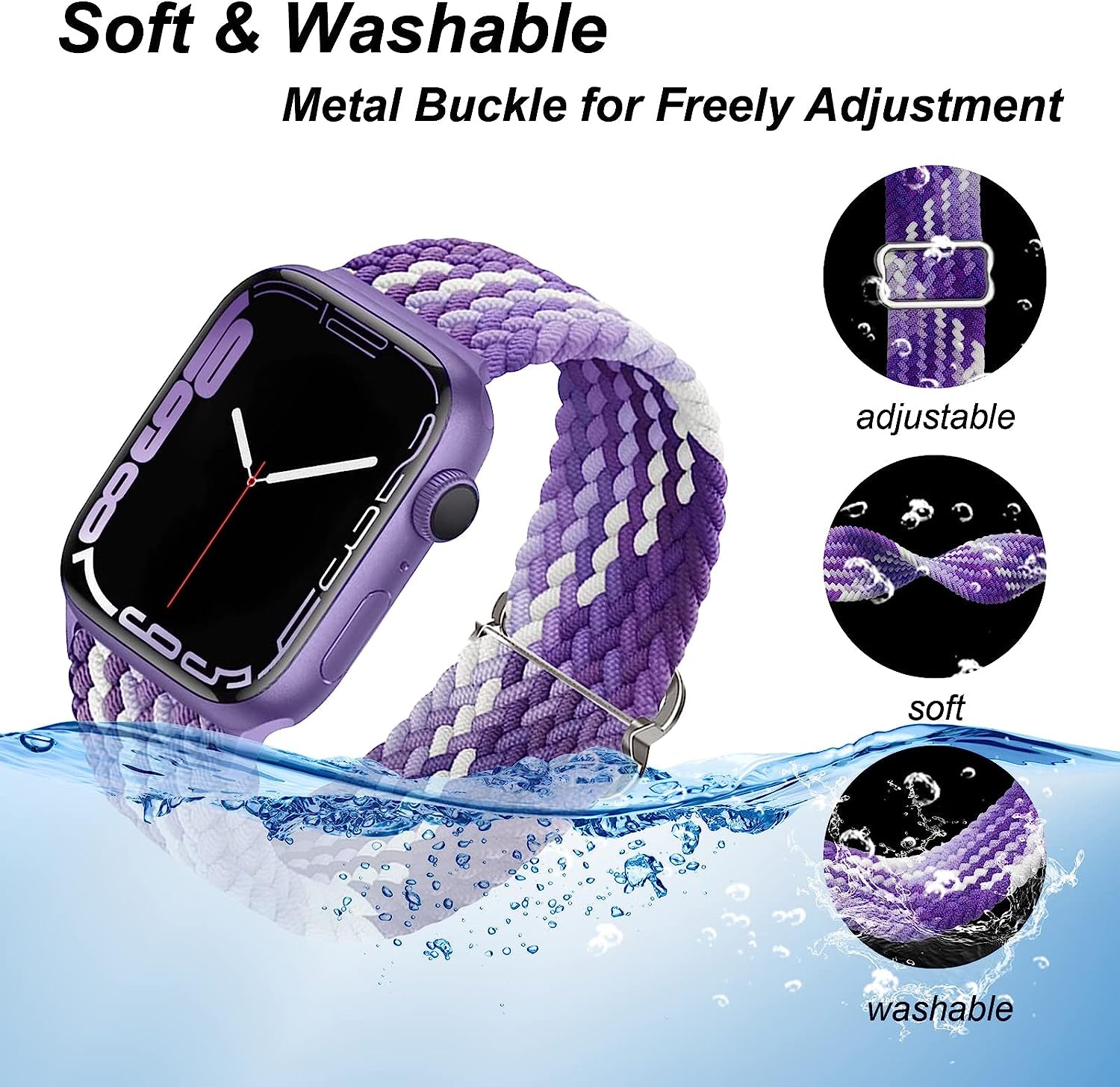 Braided Bands Compatible with Apple Watch Band 38Mm 40Mm 41Mm 42Mm 44Mm 45Mm 49Mm for Women Men,Stretchy Braided Solo Loop Apple Watch Band for Iwatch Series 8 7 6 5 4 3 2 1 Ultra SE  DOBSTFY   