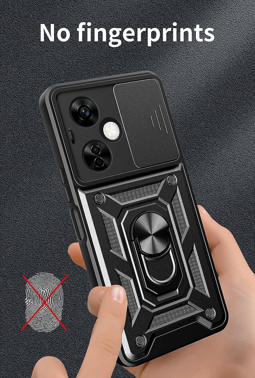 Jusy Case for Oneplus Nord N30 5G with 2 HD Screen Protector, Slide Camera Cover, Kickstand Ring, Magnetic Rugged Durable Drop Protection Phone Cover for 1+ Nord N30 5G (Black)  Jusy   