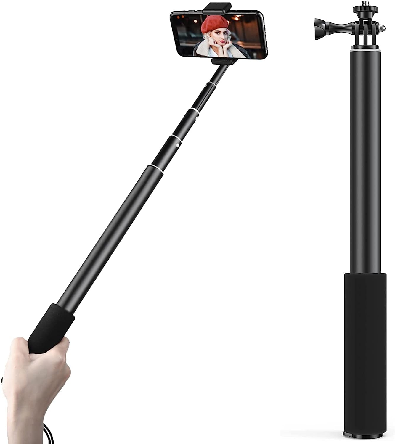 Homeet 36" Telescopic Action Camera Selfie Stick Expandable Handheld Pole Monopod with 1/4 Inch Adapter for Action Cameras  Homeet   