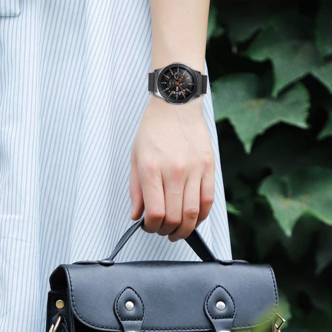 22Mm Stainless Steel Mesh Loop Bracelet Strap Compatible with Samsung Galaxy Watch 3 45Mm/Gear S3 Frontier/Classic Band, Replacement for Ticwatch Pro/Samsung Galaxy Watch 46Mm  YZWDTGS   