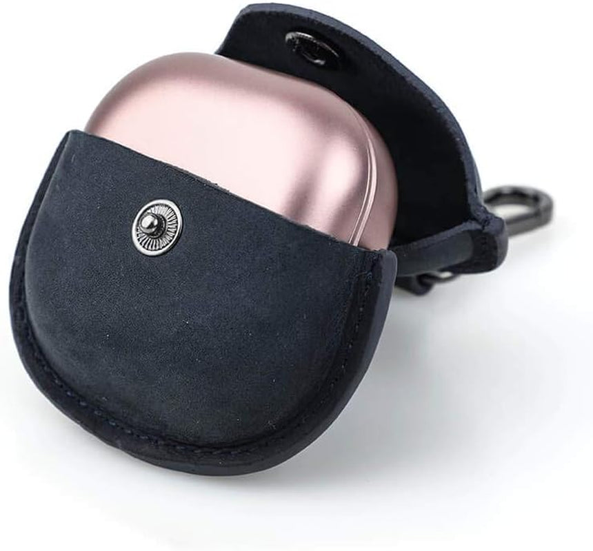 Genuine Leather Case for Galaxy Buds Live,Hiram Crazy Horse Leather Portable Travel Case for Galaxy Buds Live,Headphone Cases for Galaxy Buds Live Charging Case(Blue)  Hiram   