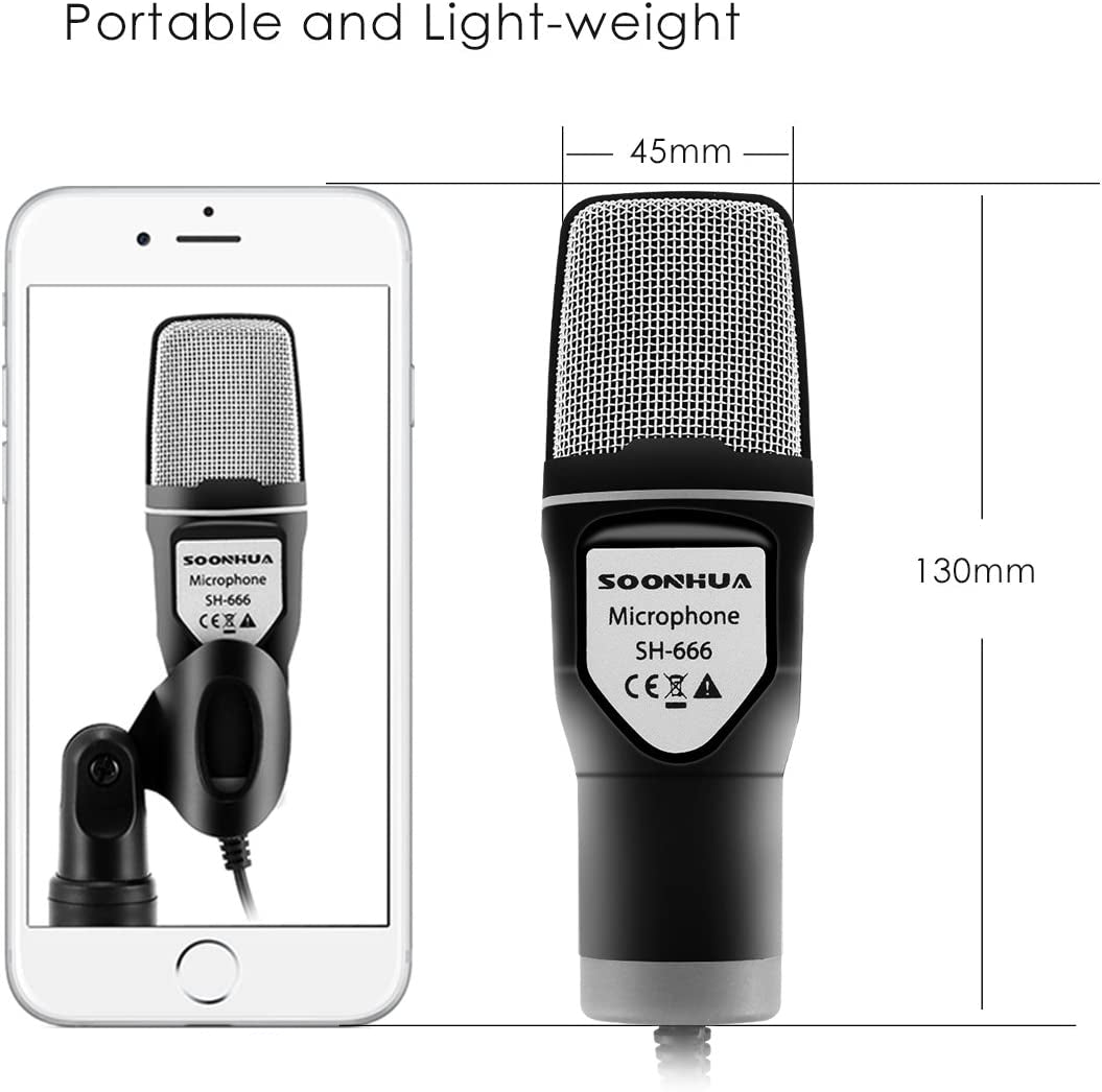 SOONHUA Condenser Microphone,Computer Microphone, 3.5MM Plug and Play Omnidirectional Mic with Desktop Stand for Gaming,Youtube Video,Recording Podcast,Studio,For Pc,Laptop,Tablet,Phone  SOONHUA   
