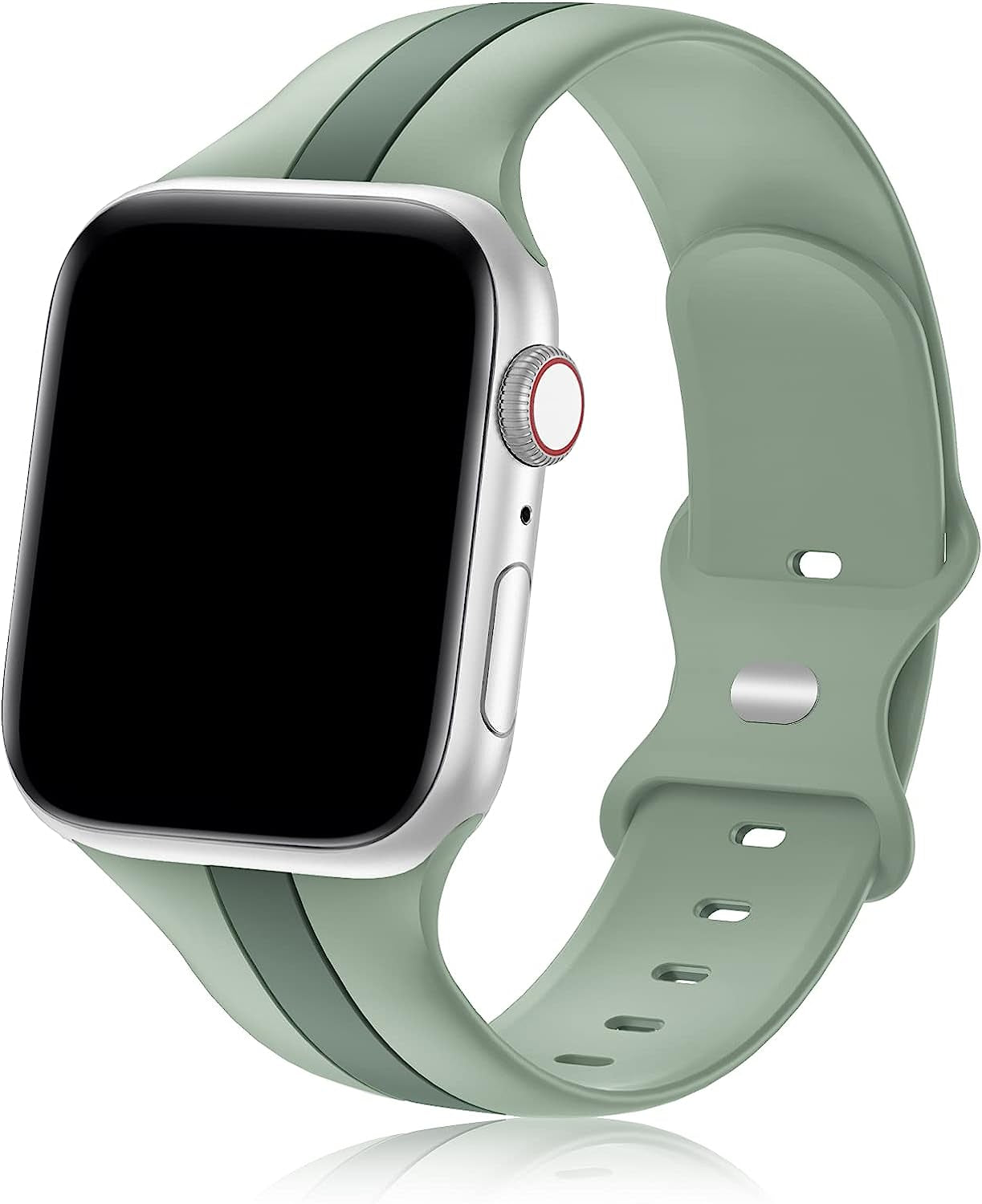 Designer Sport Band Compatible with Apple Watch Iwatch Bands 38Mm 40Mm 41Mm 42Mm 44Mm 45Mm 49Mm Men Women, Soft Silicone Strap Wristbands for Apple Watch Series 8/7/6/5/4/3/2/1/Se/Ultra  seizehe Hawthorn Green 42mm/44mm/45mm/49mm 