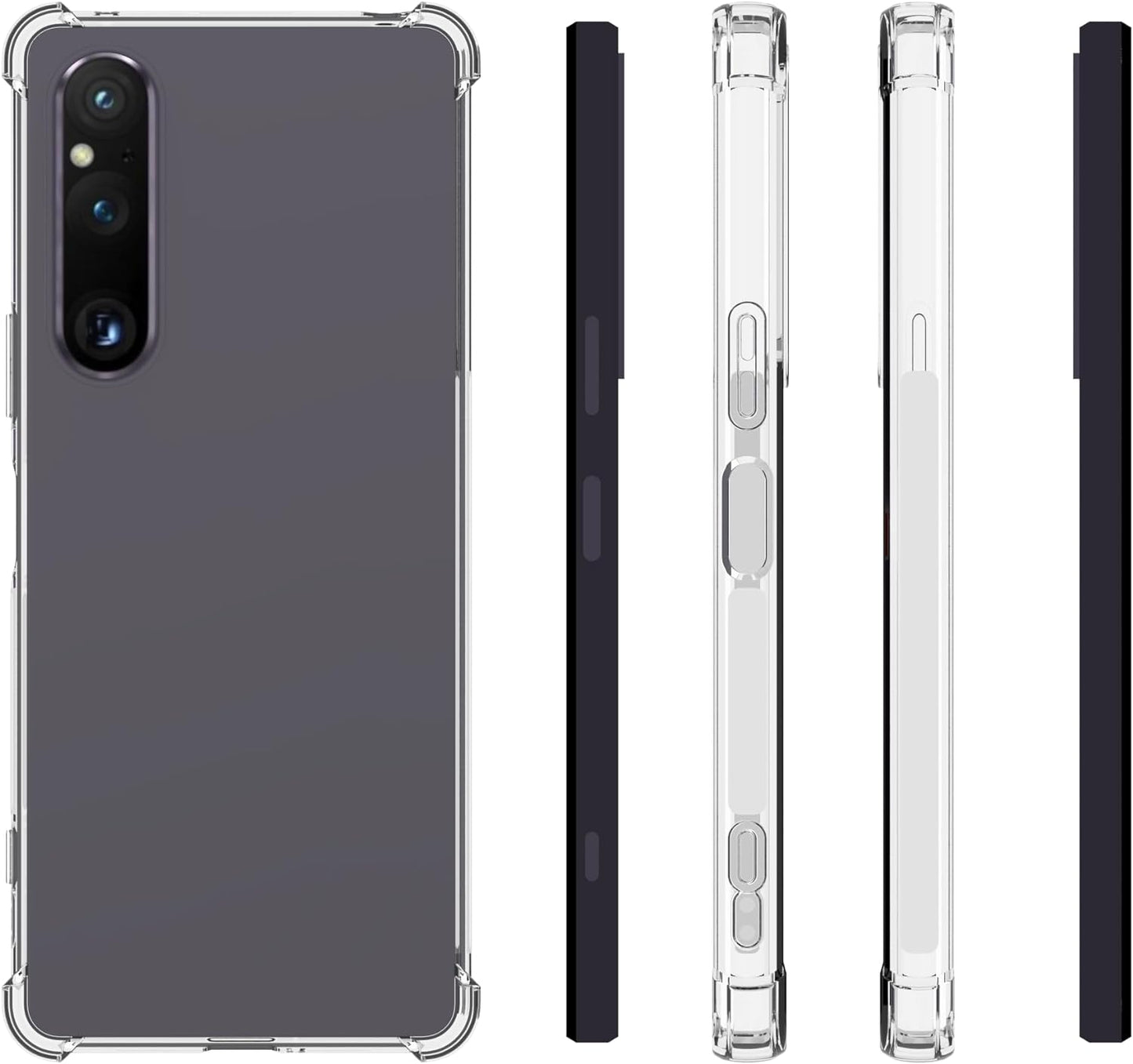 Jioeuinly for Sony Xperia 1 V Case Compatible with Sony Xperia 1 V Phone Case Cover [Adhesive Folding Support] [Shockproof Protection] Clear  jioeuinly   