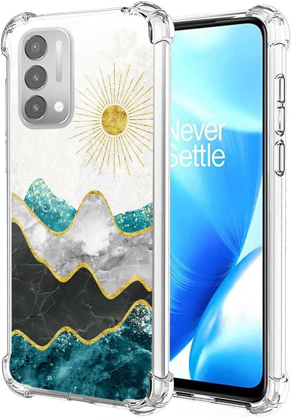 TOSIER Compatible with Oneplus Nord N200 5G/Oppo A93 5G Landscape Case,Aesthetic Mountain Landscape Forest Trees Deer Pattern for Oneplus Case Boys Girls,Soft TPU Case for Oneplus  TOSIER Golden Sun Turquoise Oneplus Nord N200 5G 