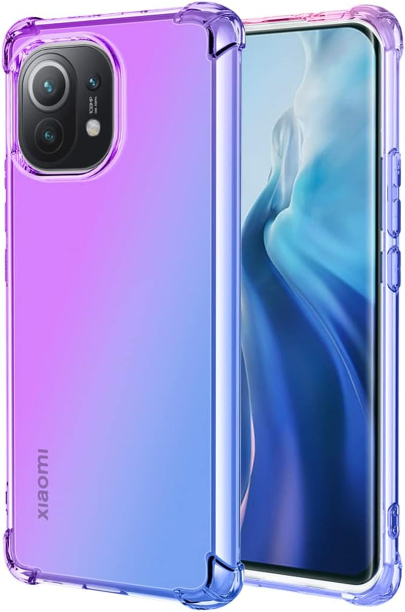 Vokuha for Xiaomi 11 5G Case, M2011K2C Case, Cute Clear Gradient Slim Shockproof Soft Flexible TPU Back Phone Protective Cover for Xiaomi Mi 11 5G (Purple/Blue)  Vokuha   