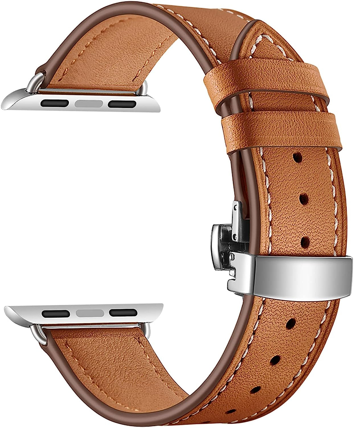 QIGOMINPP Genuine Leather Band Compatible with Apple Watch Bands 38Mm/40Mm/41Mm 42Mm/44Mm/45Mm,Butterfly Buckle Replacement Strap Compatible for Iwatch Series 7/6/5/4/3/2/1/SE  QIGOMINPP   