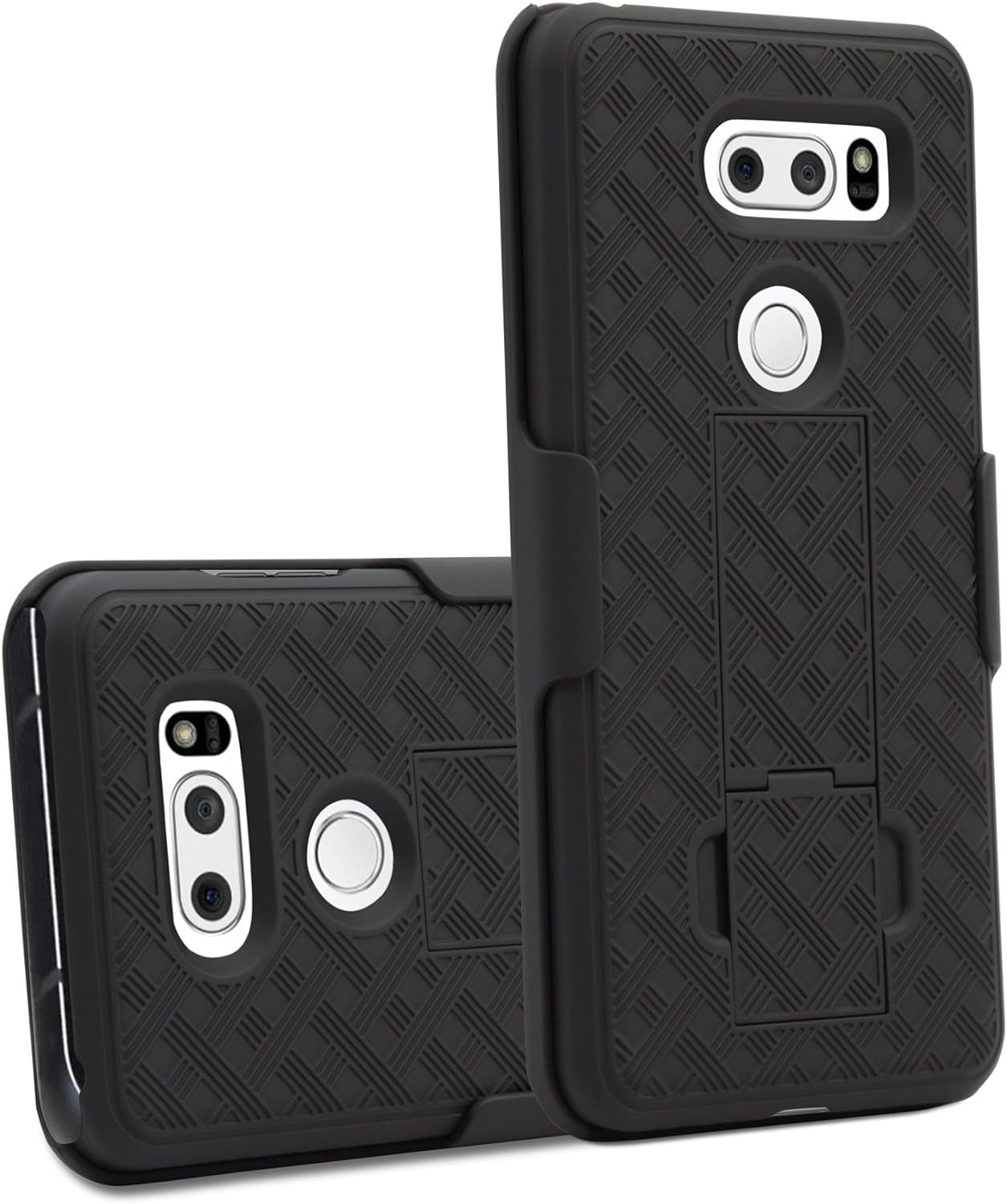 Boxwave Holster Compatible with LG V30 - Dual+ Holster Case, Shell Cover and Belt Clip Holster with Kickstand for LG V30 - Jet Black  BoxWave Corporation   
